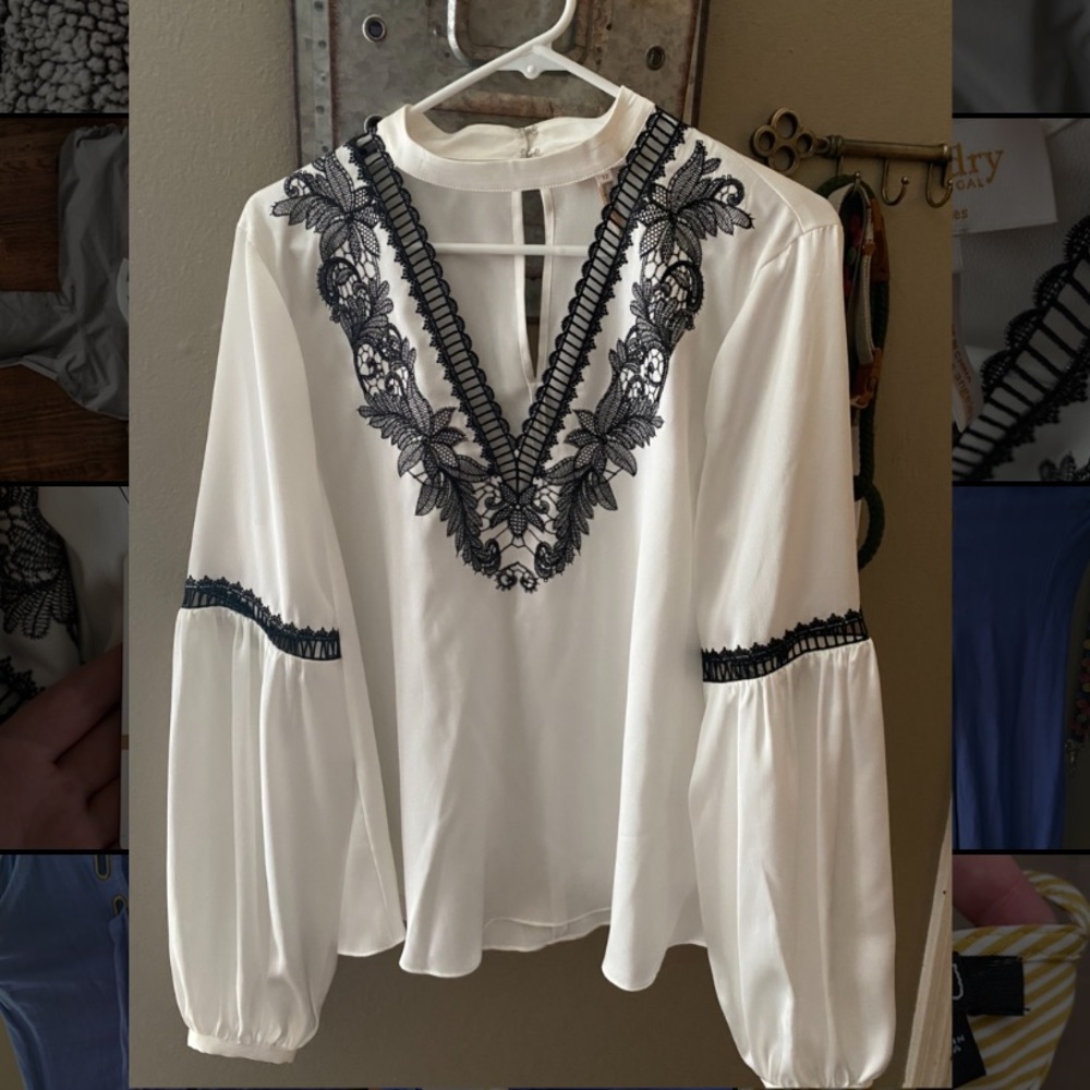 White and Black Blouse